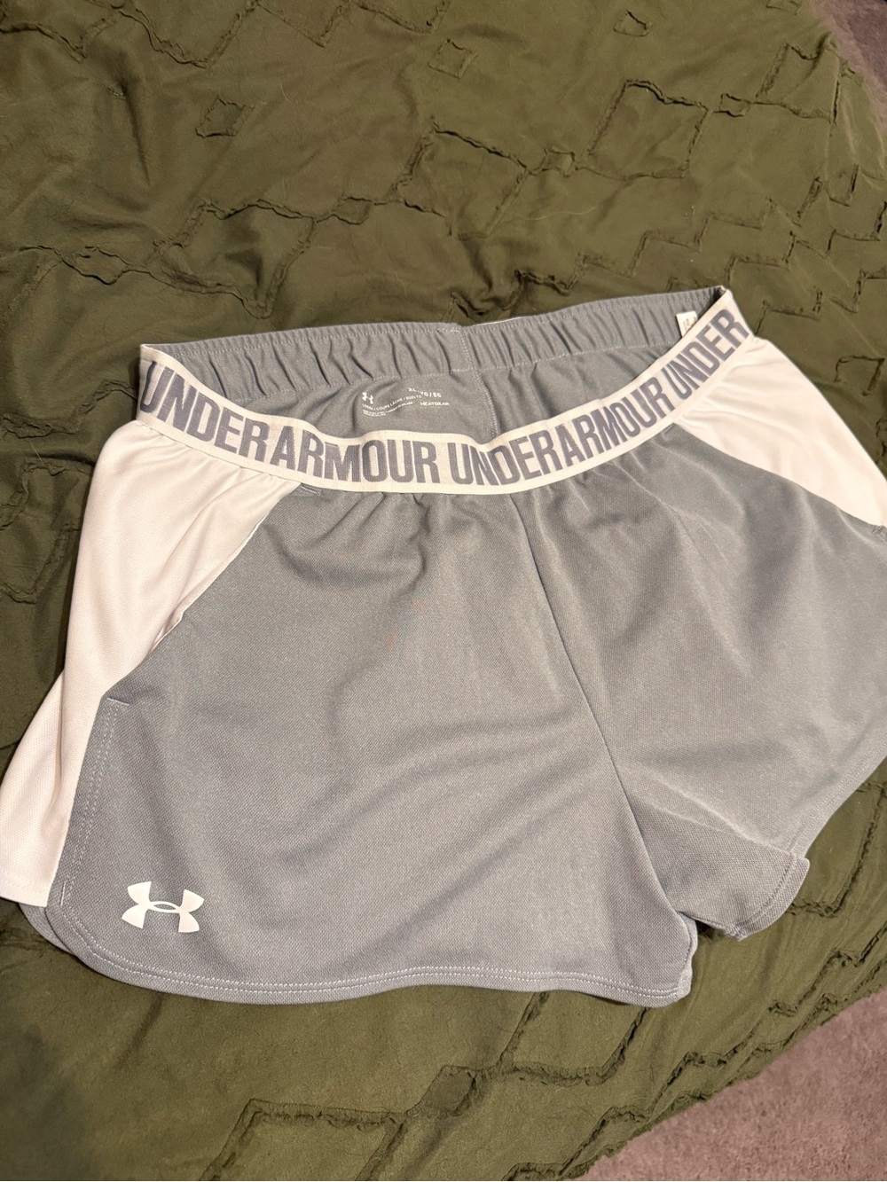 Under Armour Women’s Light Gray and White Athletic Shorts